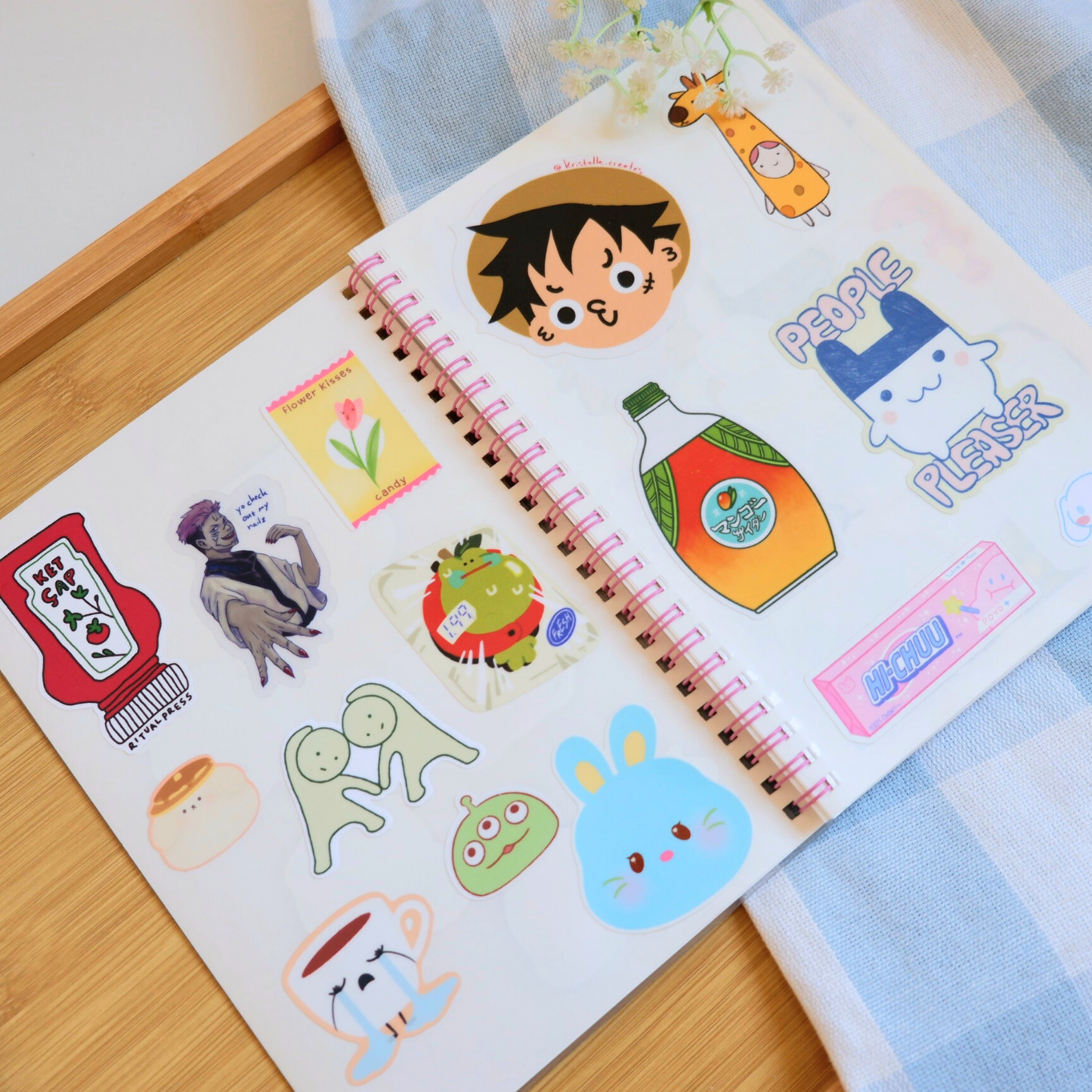 Pink Blob-Themed Reusable Sticker Book | Sticker Album for Unused Sticker Collection