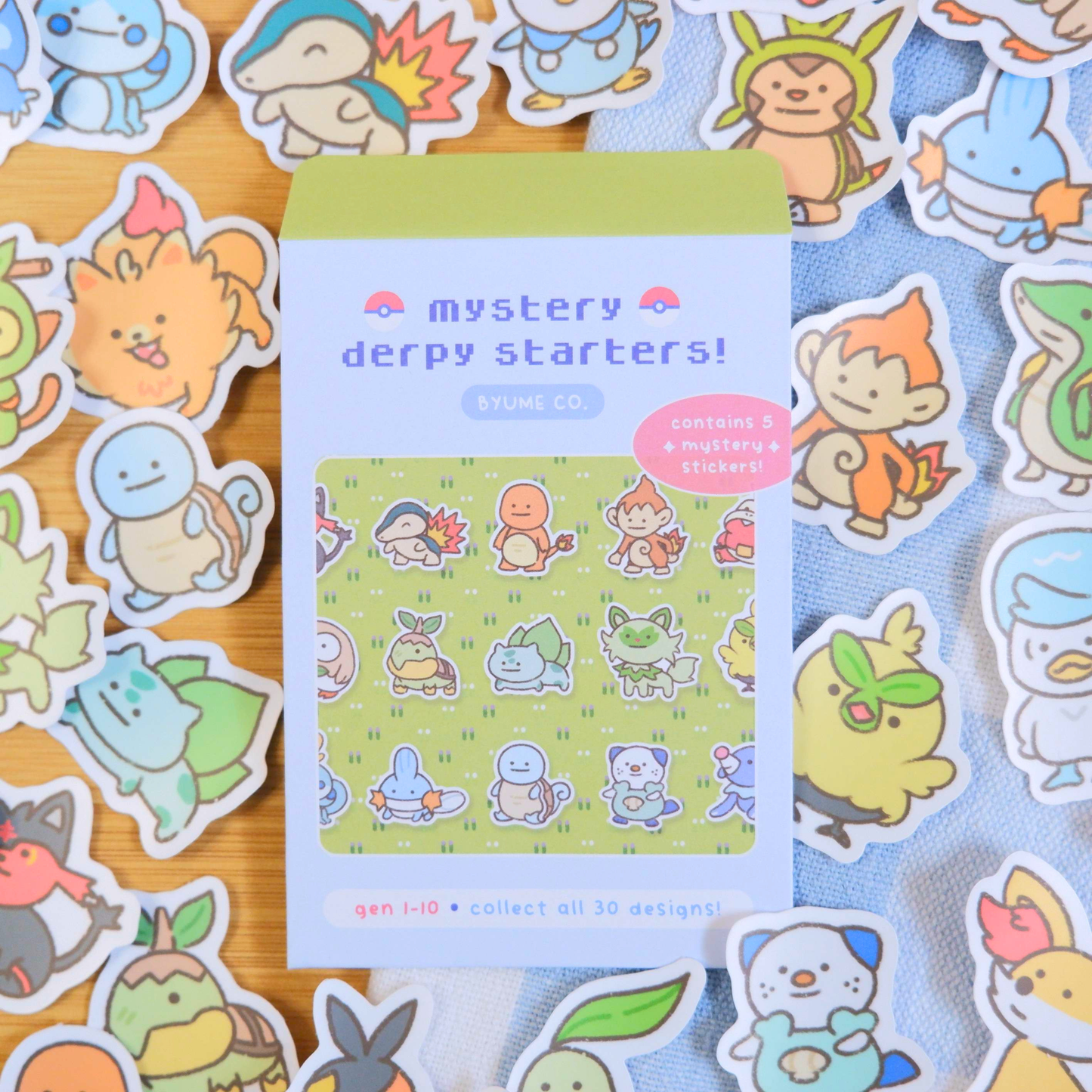 Poke Derpy Starters Mystery Sticker Blind Bag