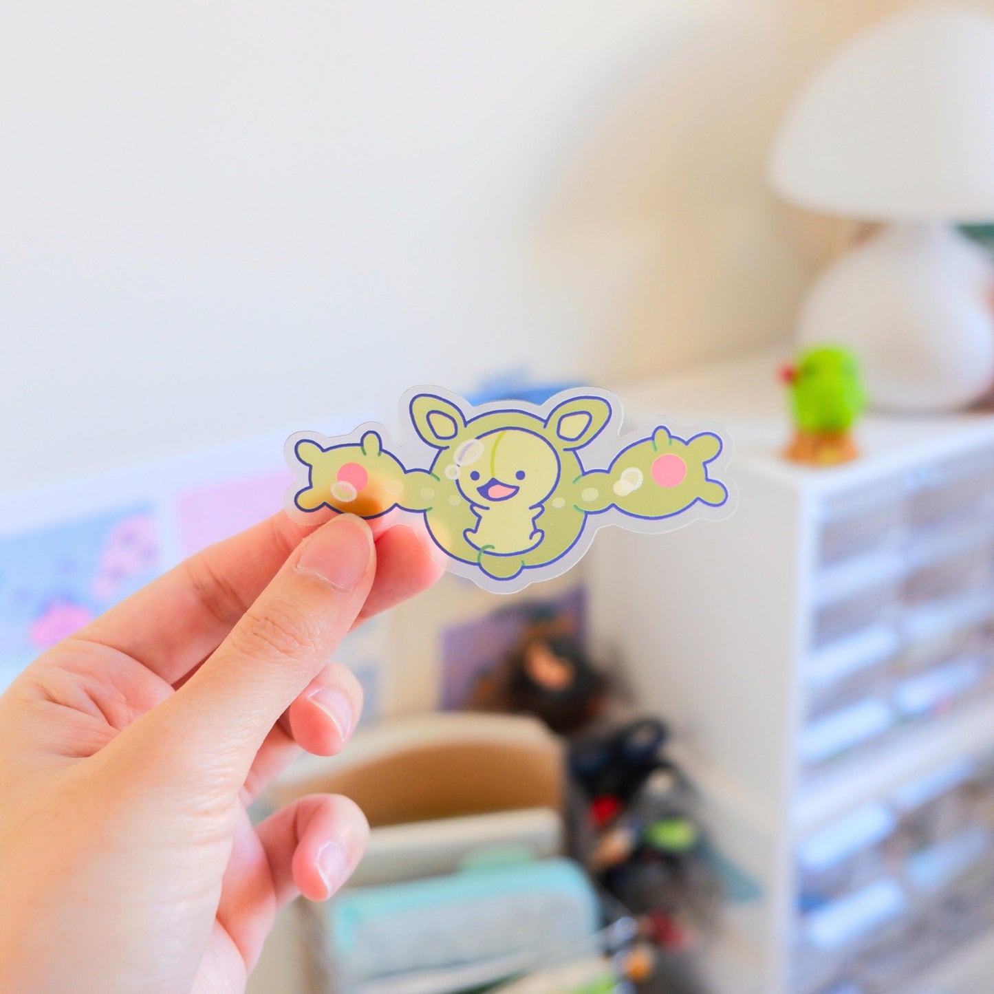 Green Jelly Guy Clear Sticker