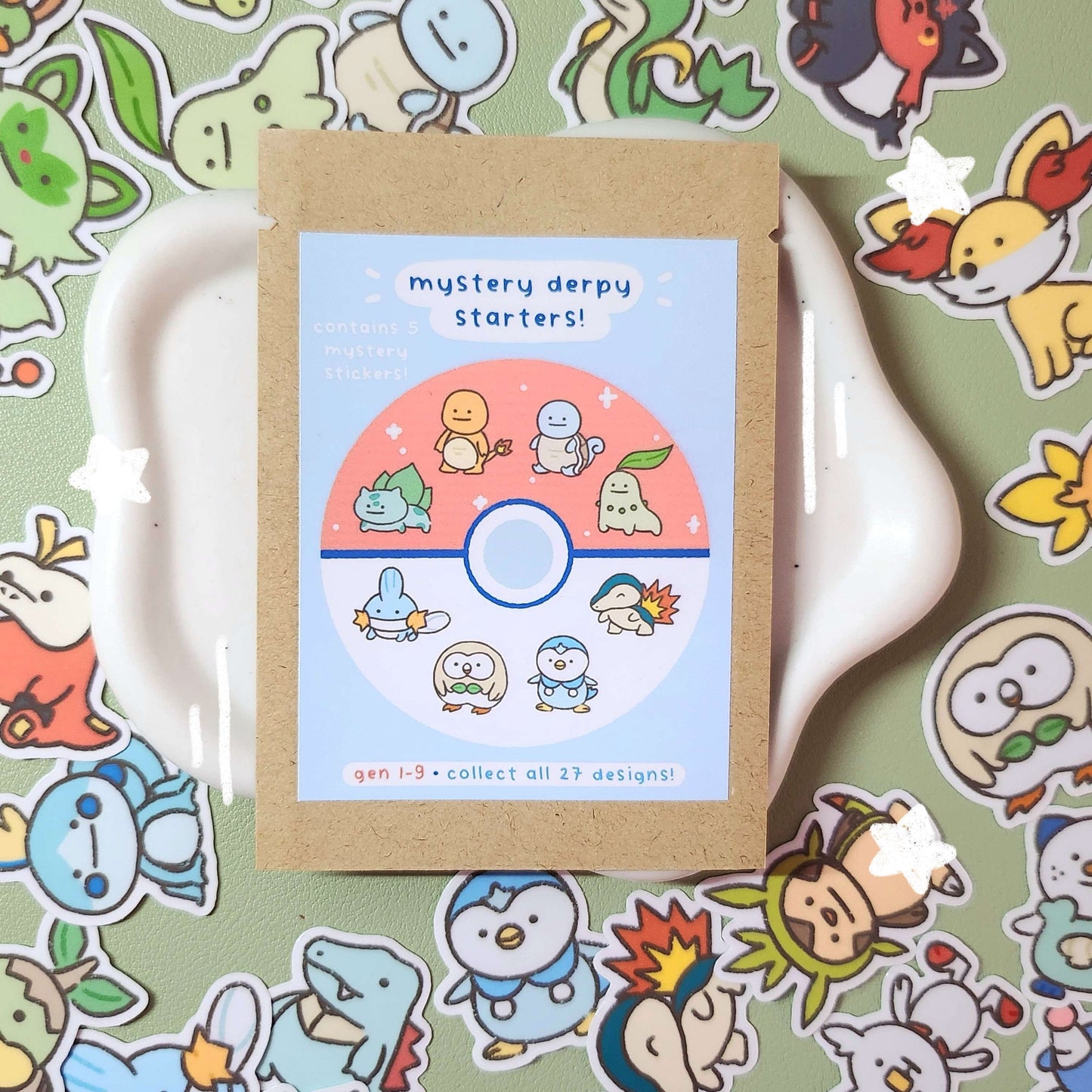 Poke Derpy Starters Mystery Sticker Blind Bag