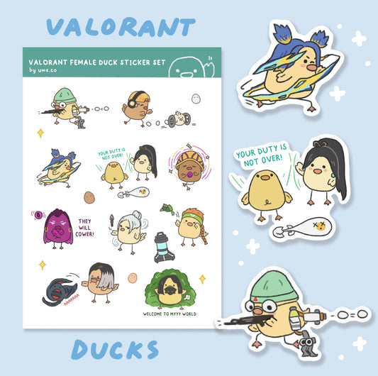 Valo Female Ducks Sticker Sheet | Vinyl Waterproof Stickers for Bullet Journal, Planner, Laptop, Water Bottle, Phone Case, Deco