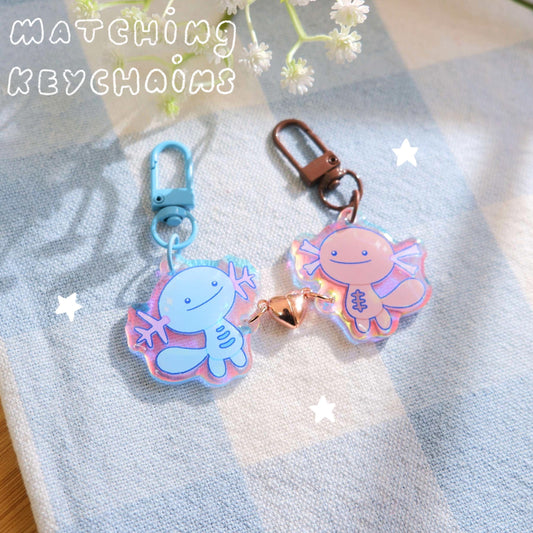 Axolotl Buddies Matching Magnetic Keychains