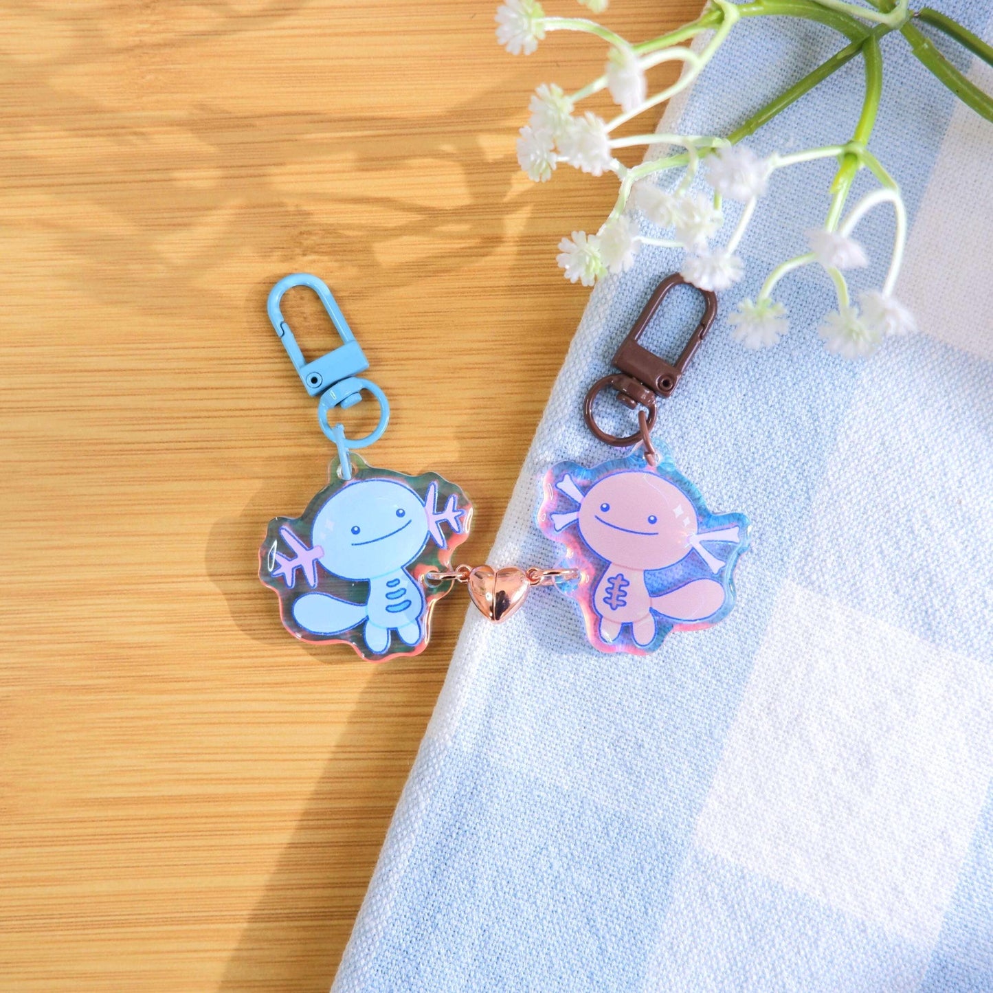 Axolotl Buddies Matching Magnetic Keychains