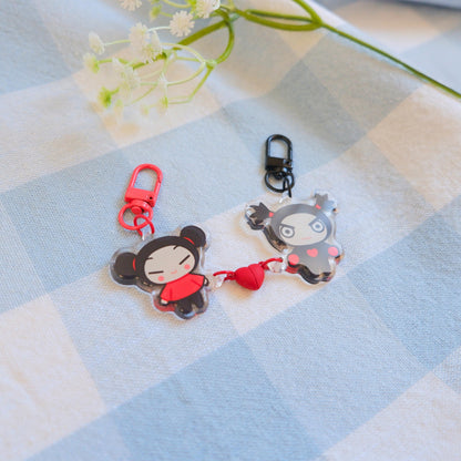 Ninja + Noodle Girl Matching Magnetic Keychains
