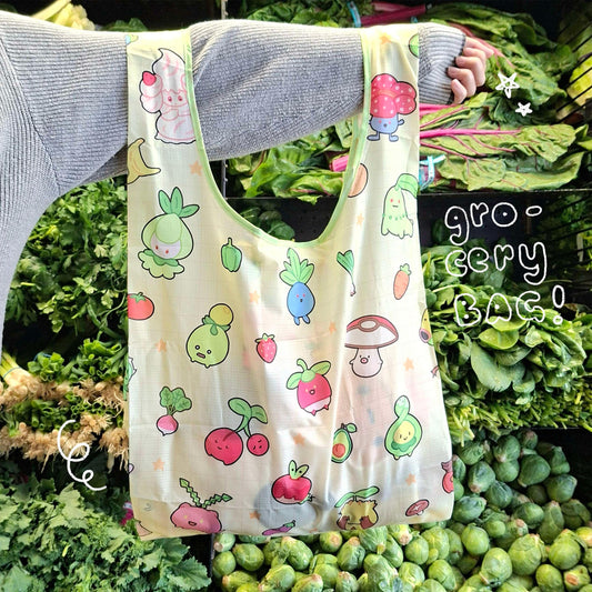 Poke Veggies Reusable Foldable Grocery Bag