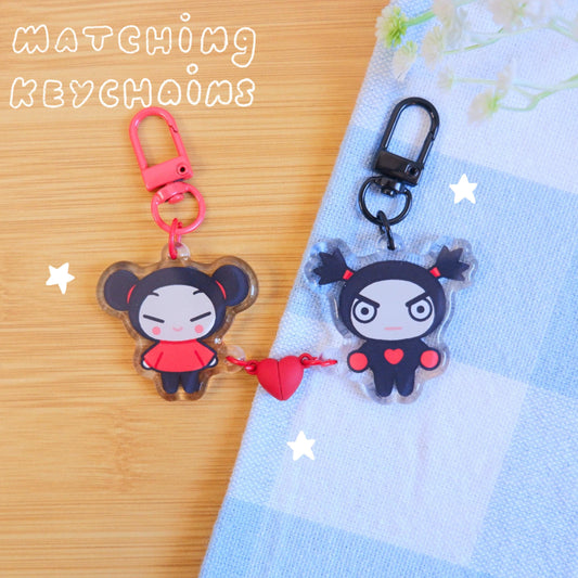 Ninja + Noodle Girl Matching Magnetic Keychains