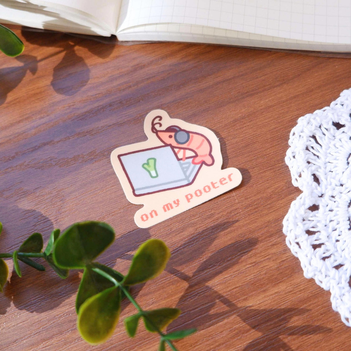 Shrimp On My Pooter Sticker