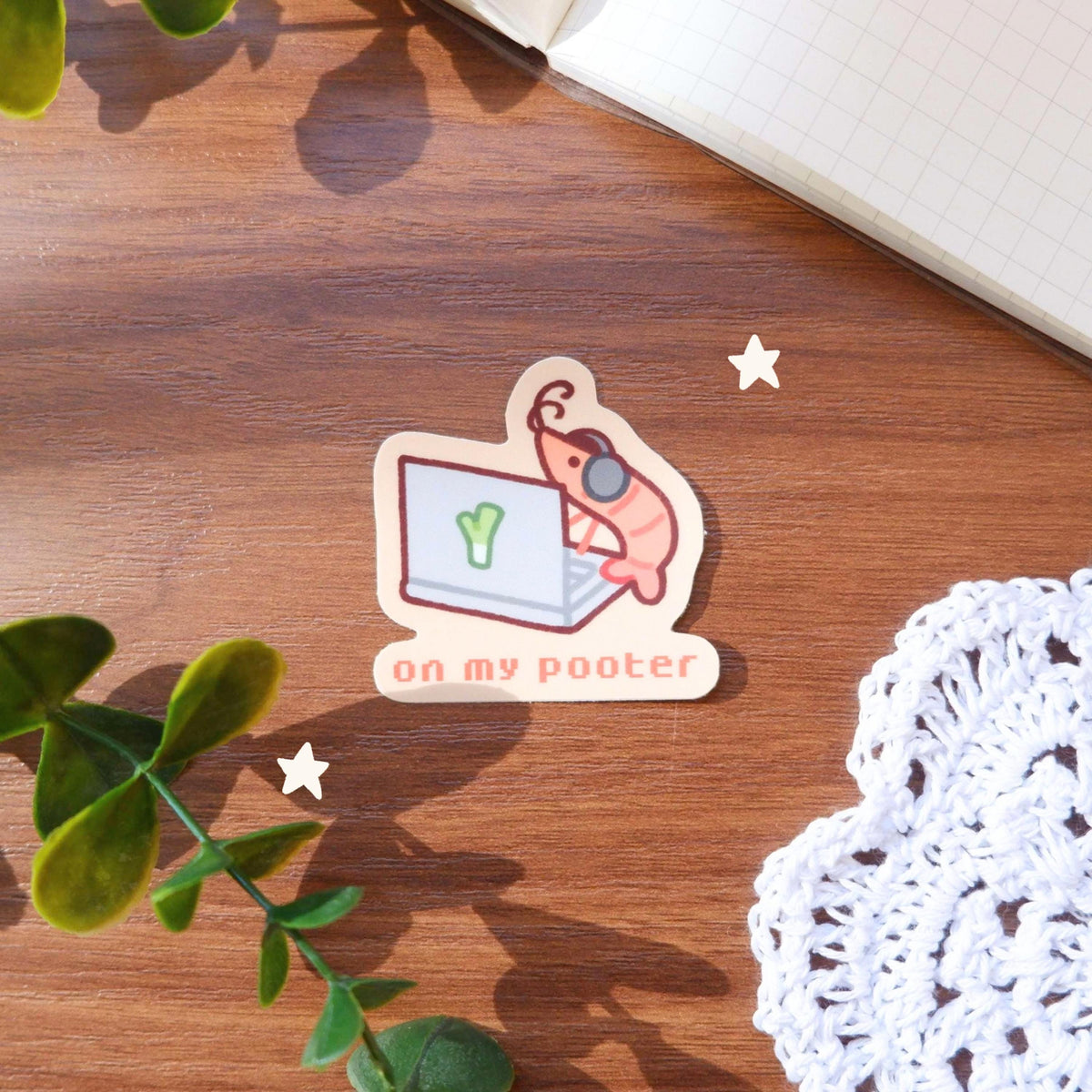 Shrimp On My Pooter Sticker