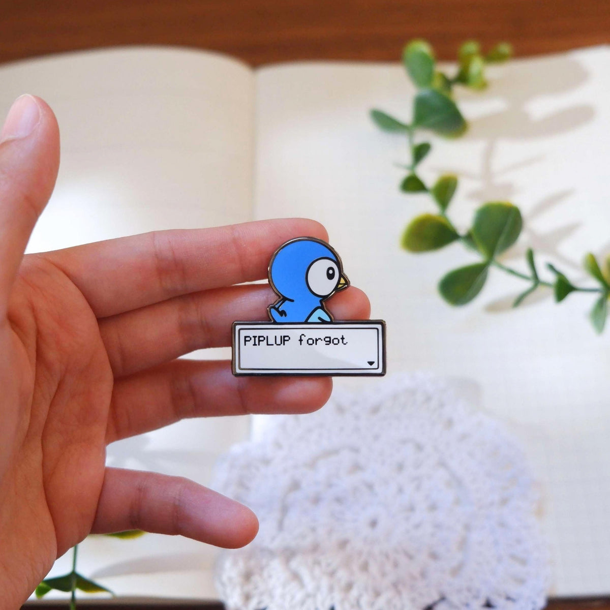 Forgetful Penguin Enamel Black Nickel Plated Pin