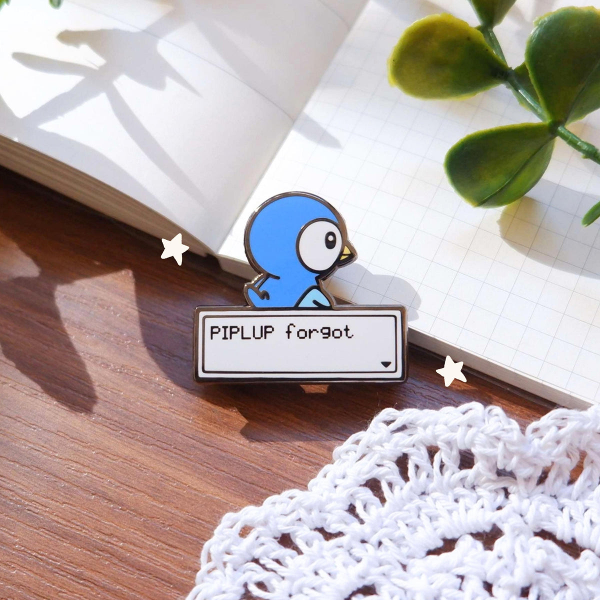 Forgetful Penguin Enamel Black Nickel Plated Pin