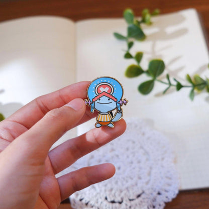 Pirate Axolotl Enamel Gold Plated Pin