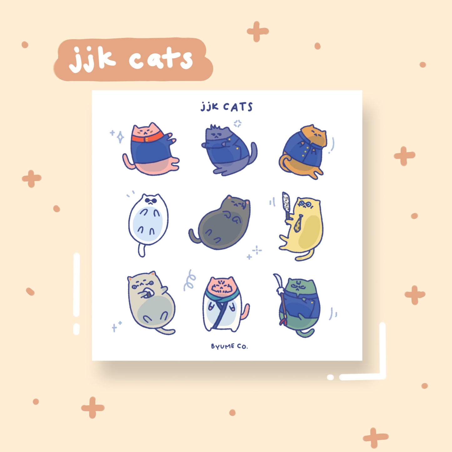 JJK-Inspired Cat Sticker Sheet