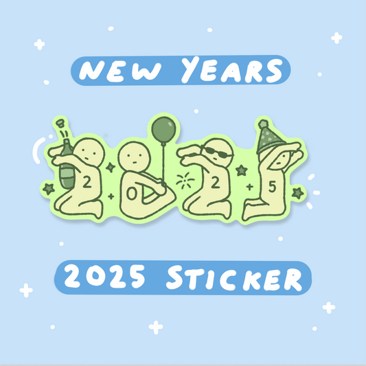 New Years 2025 Celebratory Green Guy Sticker