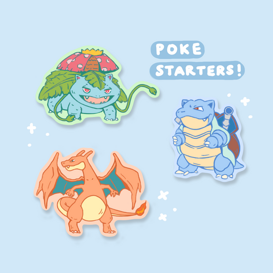 Poke Gen 1 Starters Final Evolution Stickers